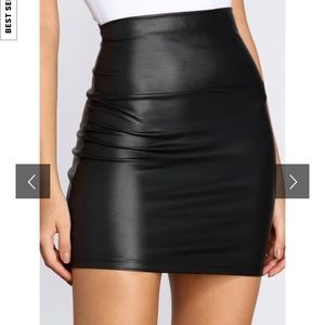 Black faux leather skirt